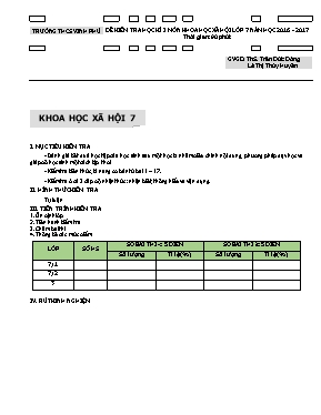 Đề kiểm tra học kì I Khoa học và xã hội lớp 7 - Năm học 2016-2017 - Trường THCS Vinh Phú